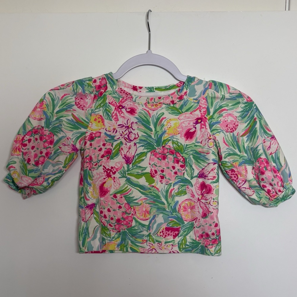 Lilly Pulitzer Mini Cordon Sweatshirt Size S (4-5) Palm Beach Resort Whimsical
